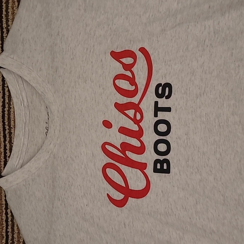 CHISOS BOOTS Grey Red‎ Recent Cotton Mens Medium Casual T Shirt